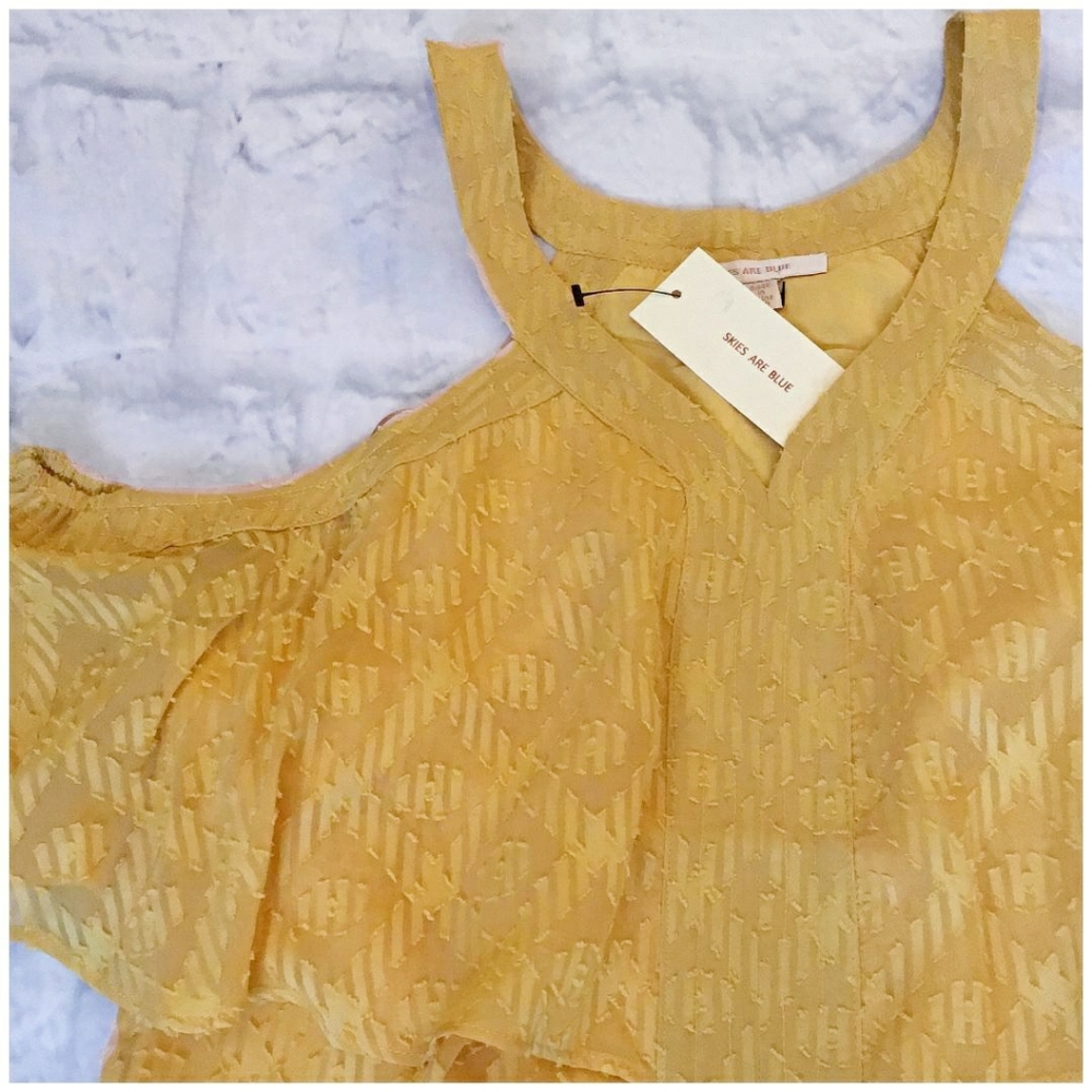 LAST ONE❗️SKIES ARE BLUE Anthro Mustard Short Dress - Picture 4 of 6